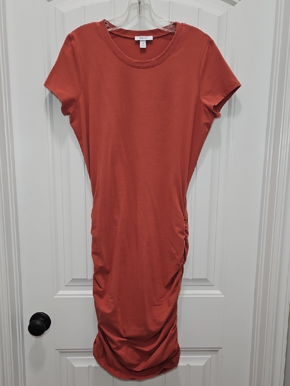 Nine West Rust Mauve Ruched T-Shirt Dress